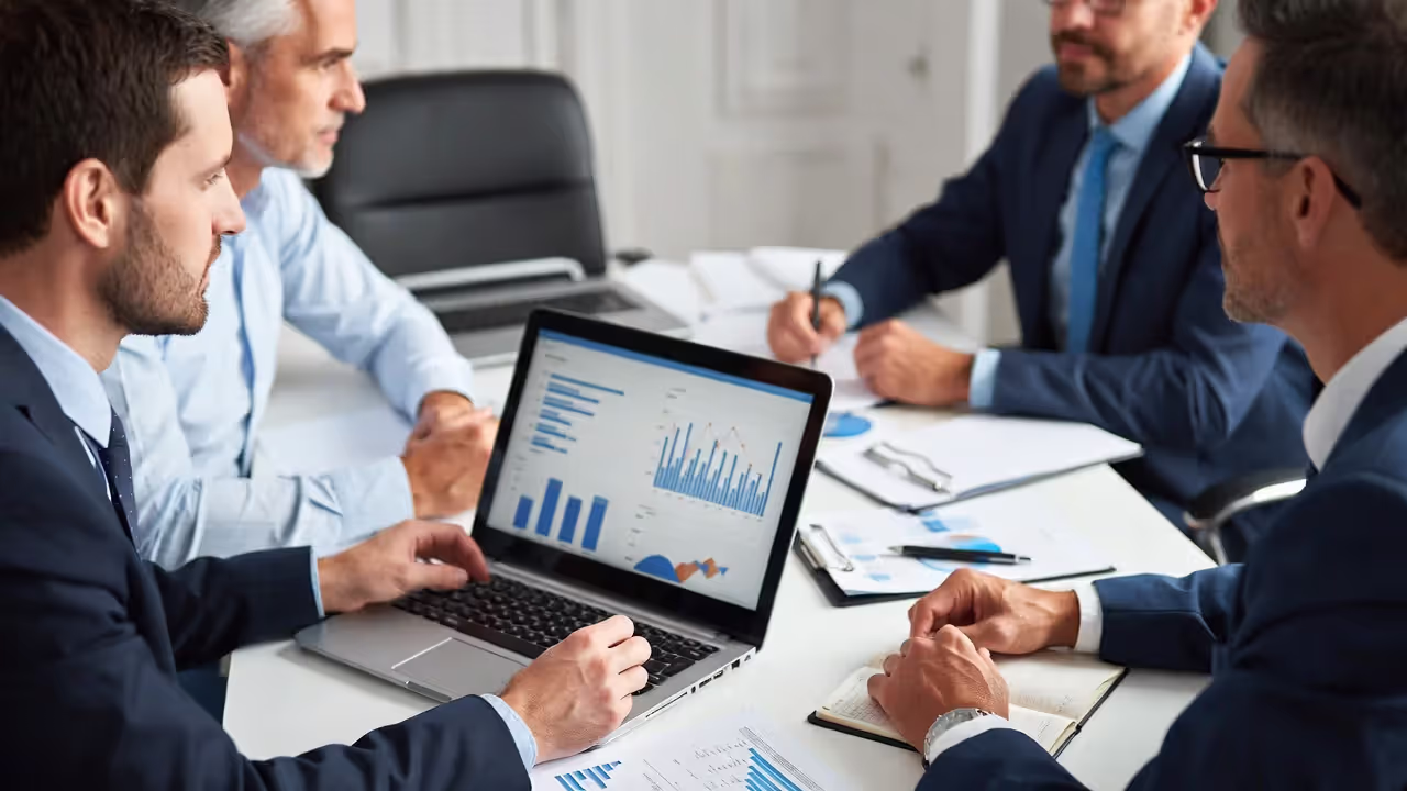 HR executive discussing workforce metrics with senior leadership team