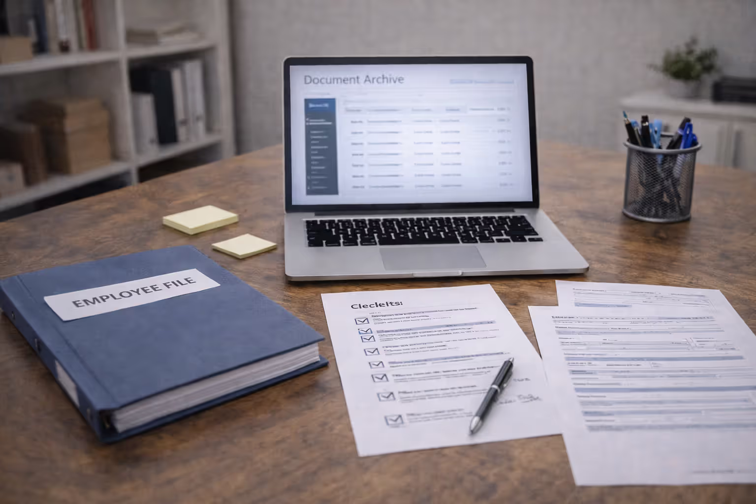Organized employee documentation and digital HR records for a small business