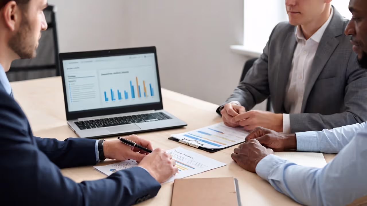 Manager and employee reviewing performance goals in an HRMS workflow