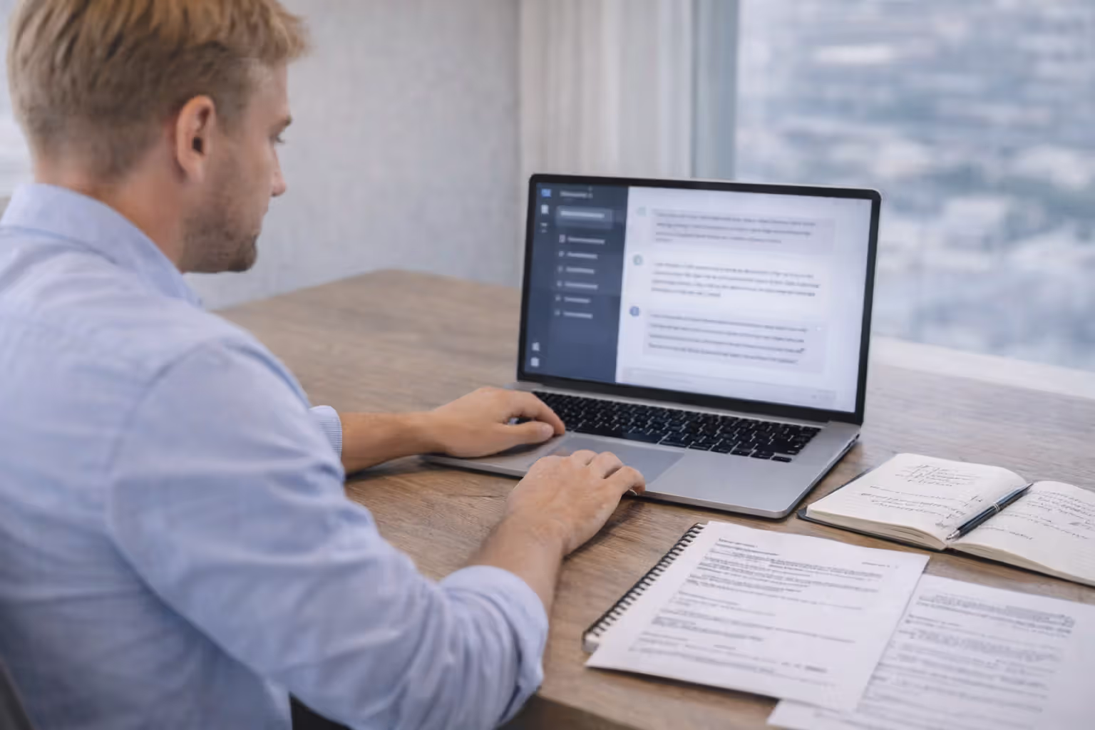 HR manager drafting job descriptions and policies with a generative AI assistant