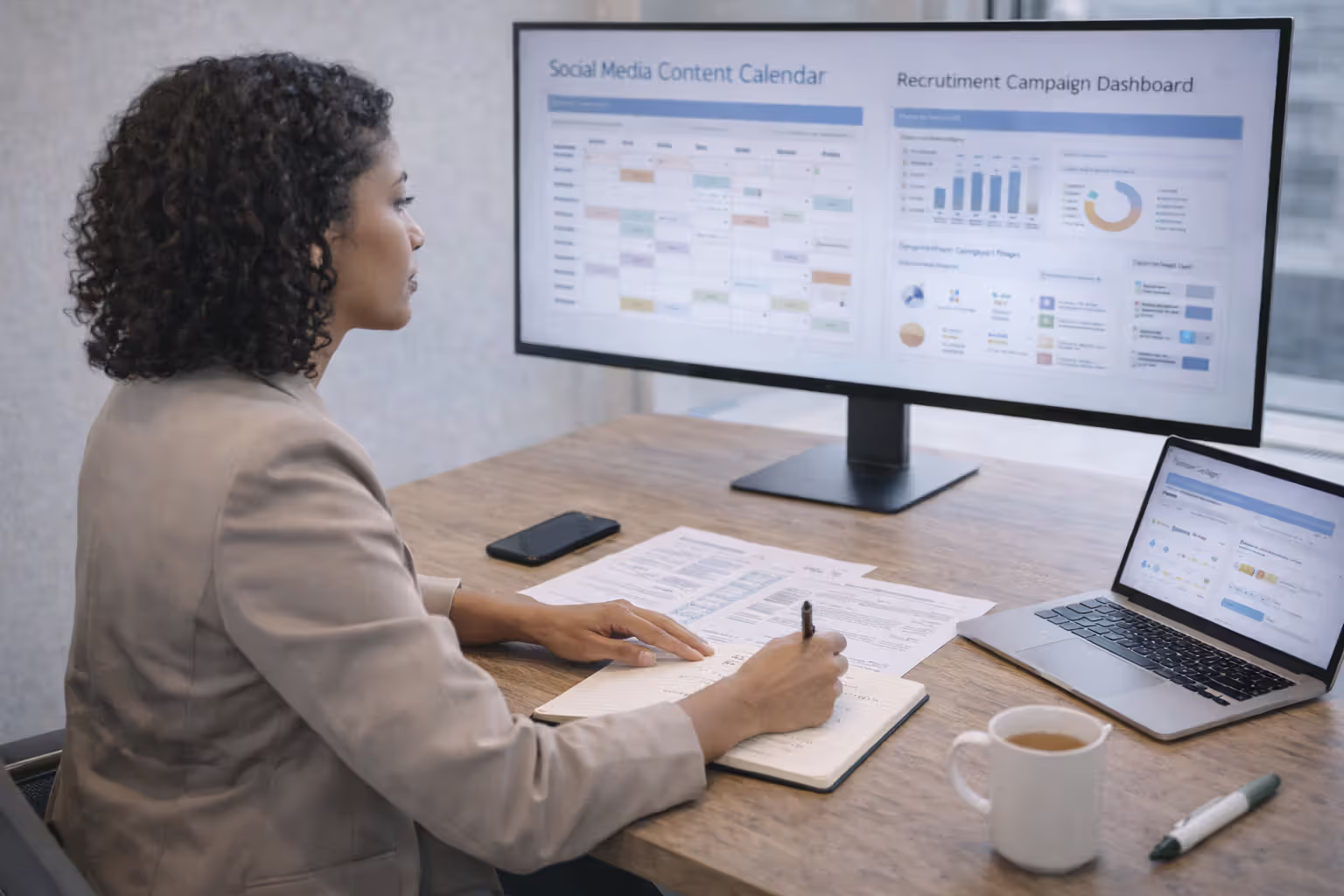 Talent acquisition specialist planning an employer branding content strategy