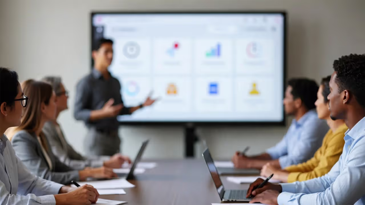 HR trainer teaching managers how to use a workforce management platform during implementation